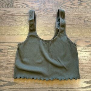 Bozzolo Dark Olive Ribbed Crop Top (Gently Used)
